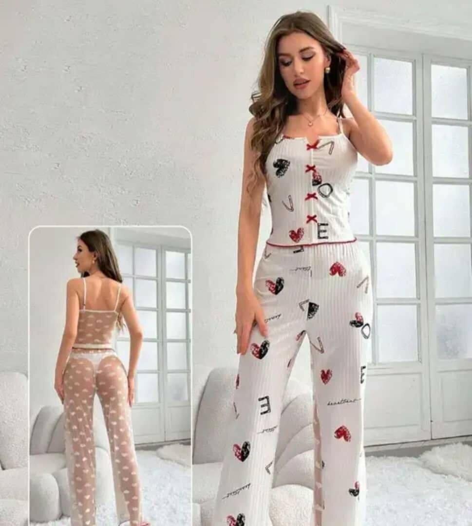 Pyjama Femme Motifs Coeurs