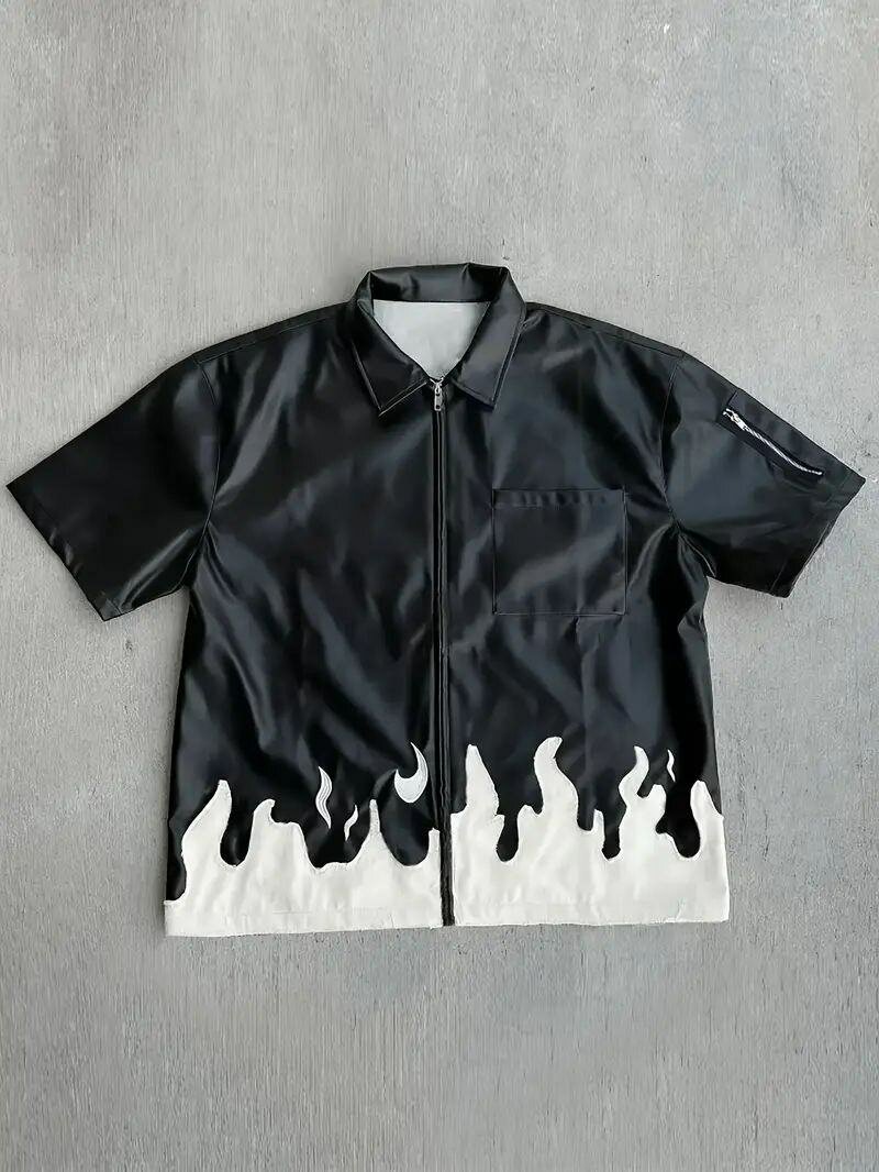 Chemise à manches courtes en flammes