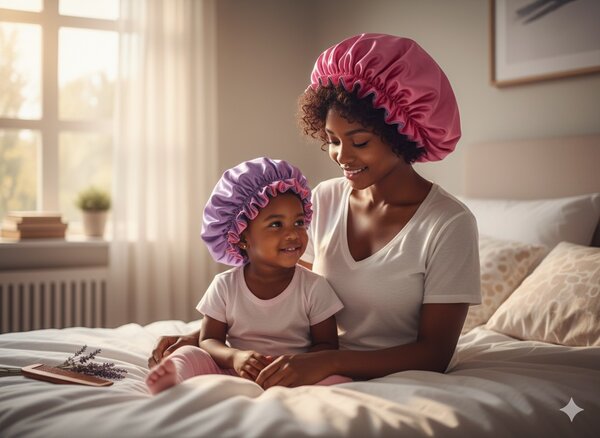 Duo bonnet satin mère et fille