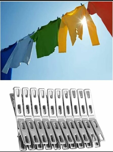 20 Pinces à linge en inox