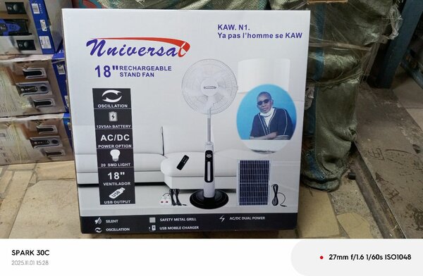 Ventilateur sur pied rechargeable