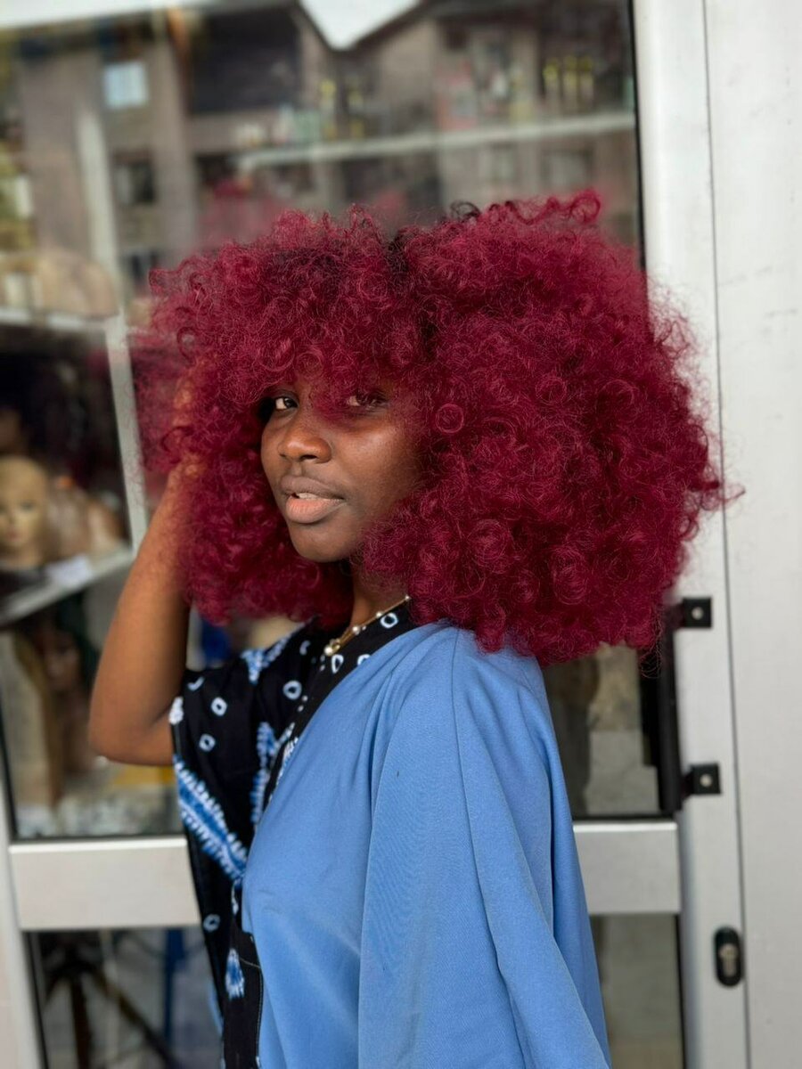 Perruque Afro Bouclée Rouge