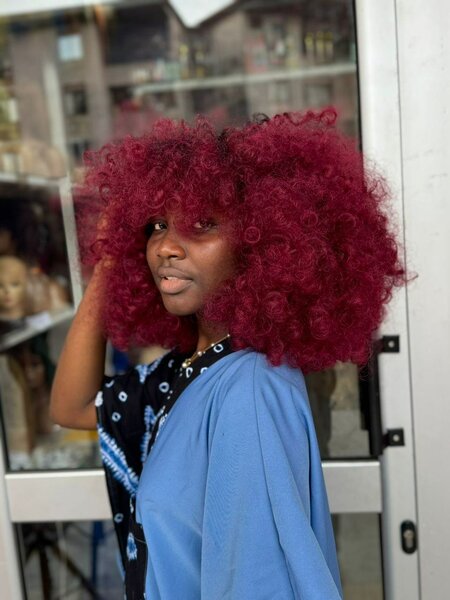 Perruque Afro Bouclée Rouge