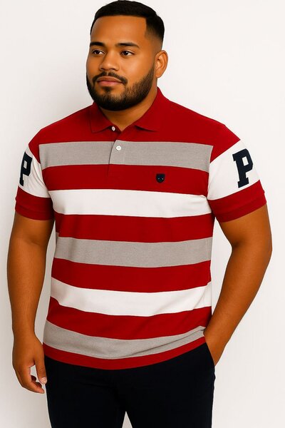 Polo rayé rouge homme