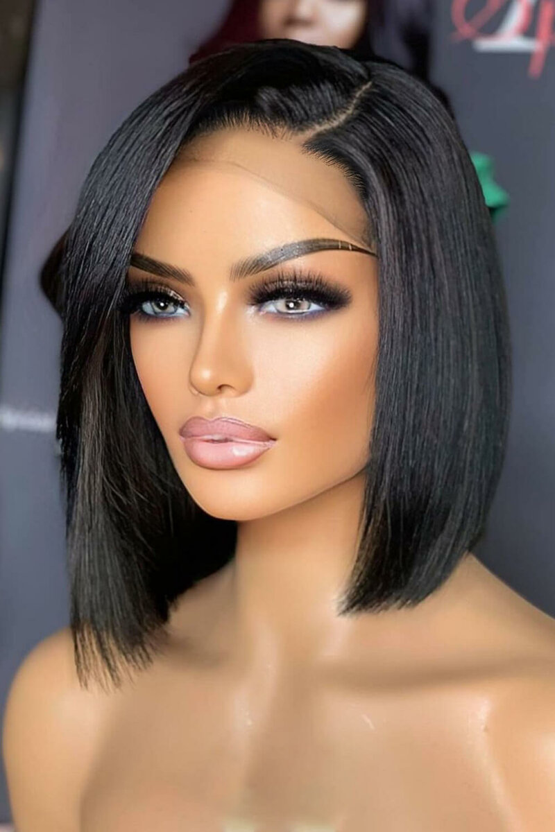 12"Remy DD 4x4 Silky Straight Wig
