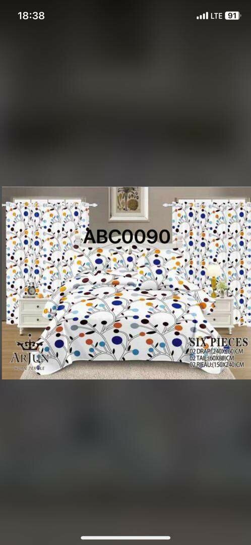 Drap de lit avec rideaux 3 places