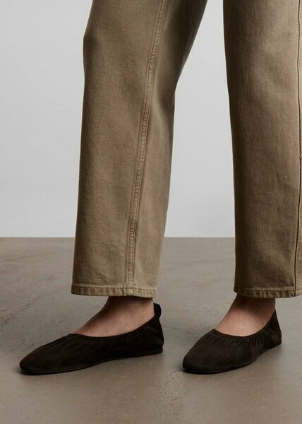 Black suede ballet flats for women