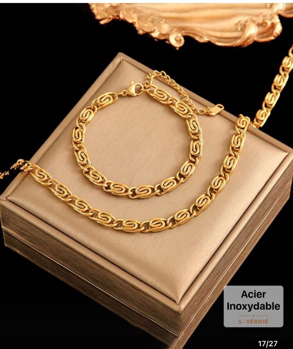 Collier homme en acier inoxydable doré