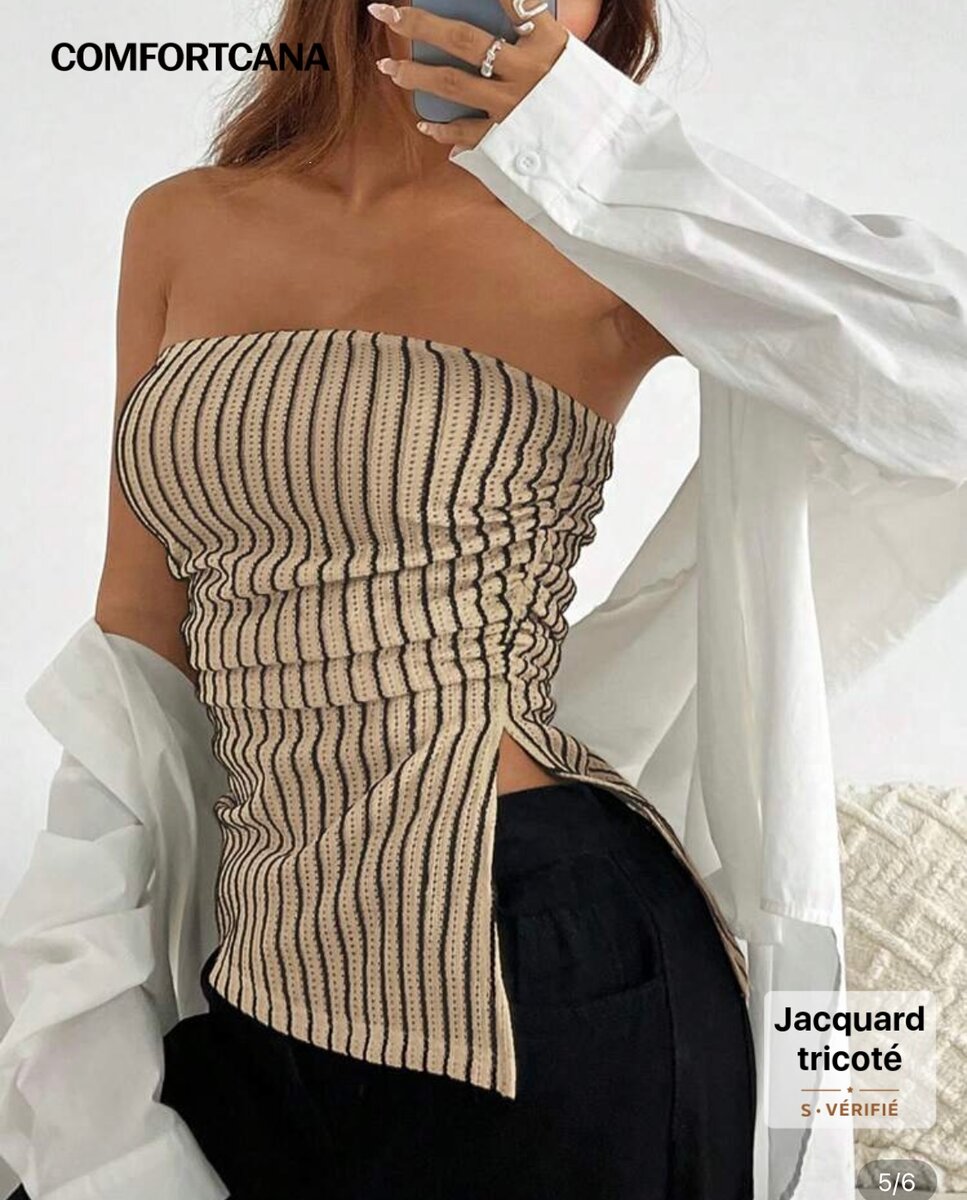 Top bustier rayé femme