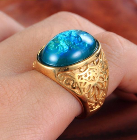 Gm BAGUE DE LUX PIERRE PRÉCIEUSE-OR bleu