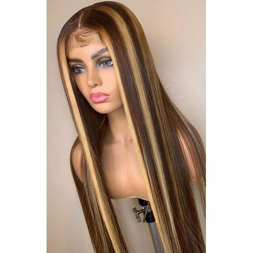Fashion Piano Straight Genuine Hair Wig With 4x4 T Lace Clos