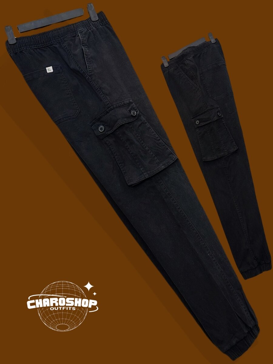 Pantalon cargo noir pour hommes