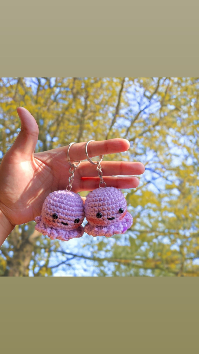Crochet handmade octopus keychain