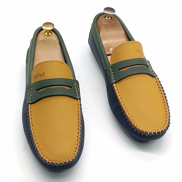 Mocassins Homme Cuir Bicolore Élégants