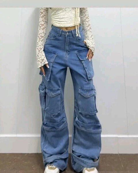 Jeans cargo larges femme