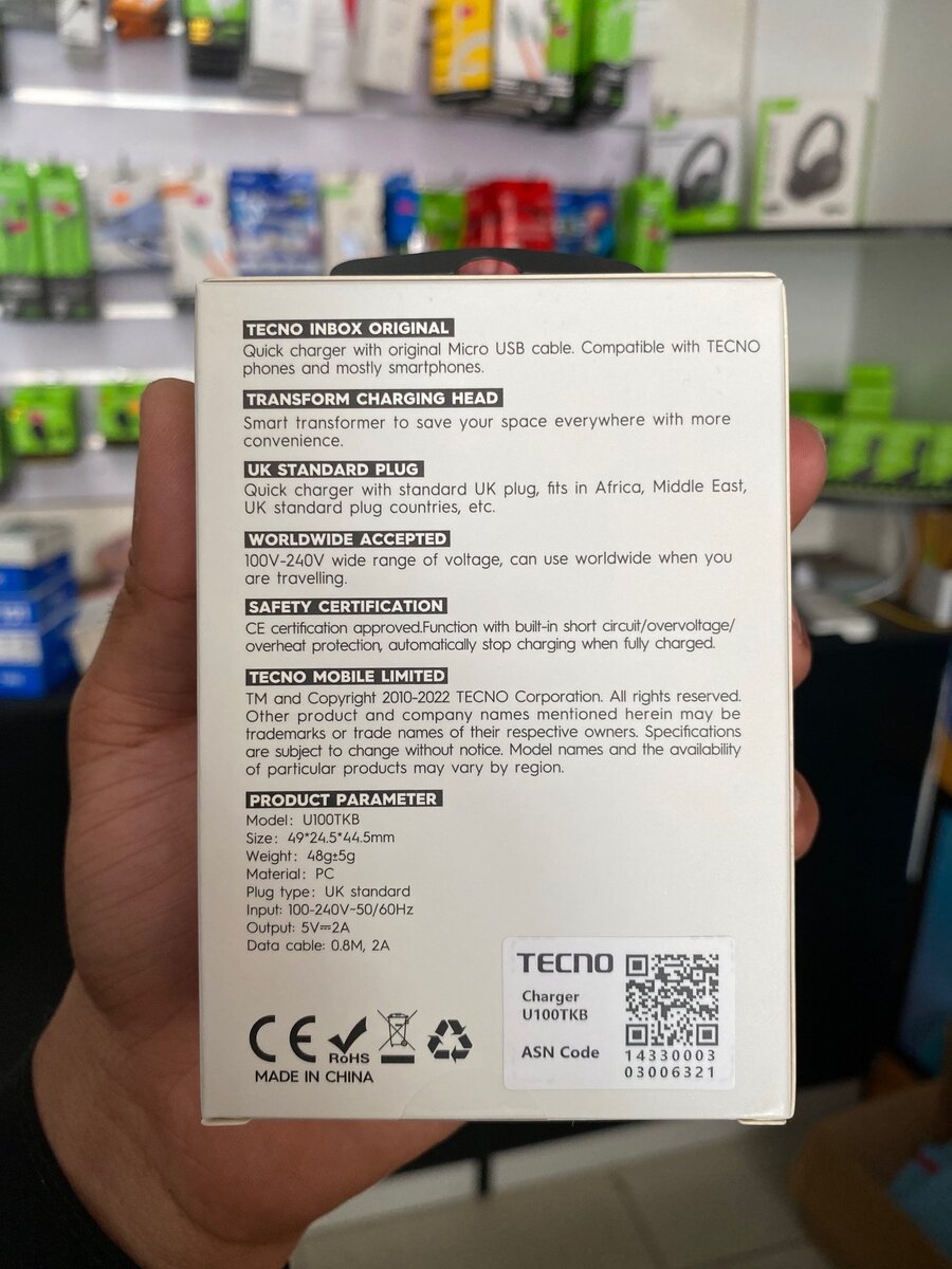 Tecno Orginal Micro charger (12 Months warrenty)