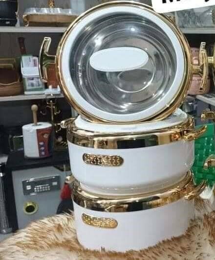 Cooking pot with glass lid, 3pcs, white