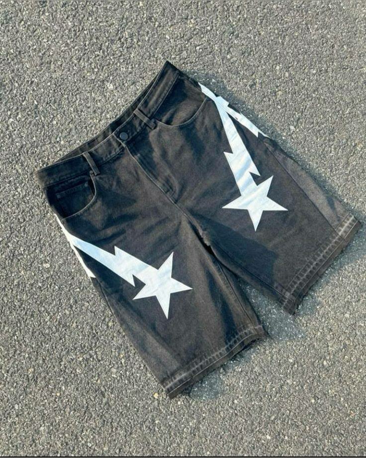 Shorts en Jean avec Motifs Style Urbain