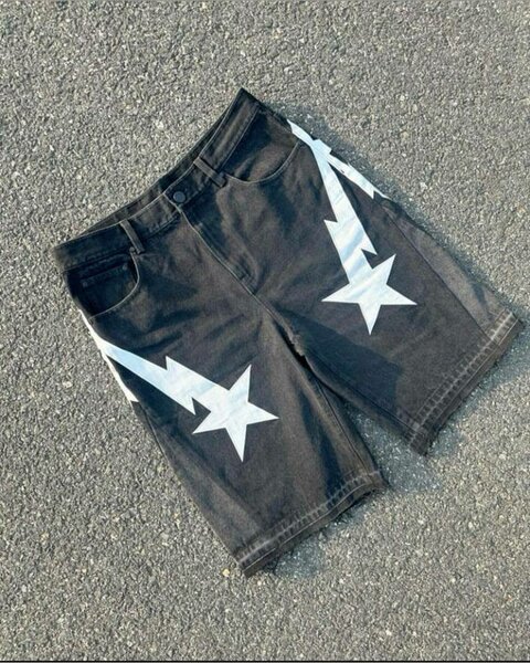 Shorts en Jean avec Motifs Style Urbain