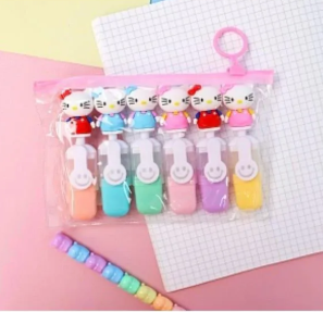 Cartoon Theme Highlighter Pen,Highliter Marker for Kids, Fine Grip Marker Pen (Pack of 6