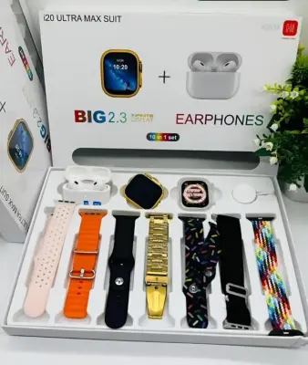 ultra max suit smartwatch with AirPods and 7 straps free