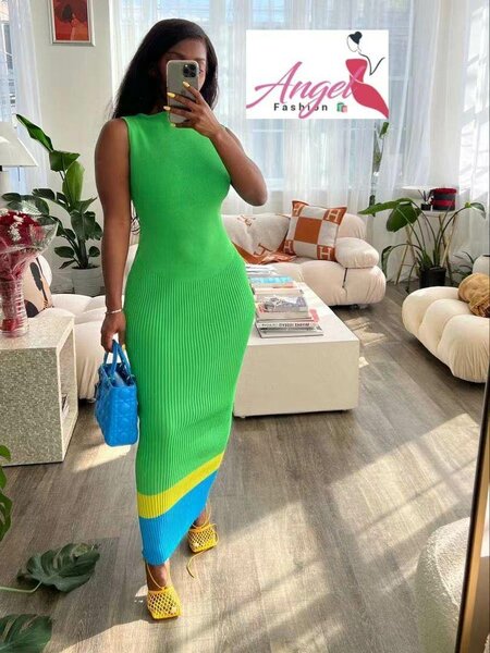 Robe longue élégante vert