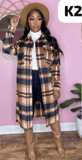 Manteau rayé marron