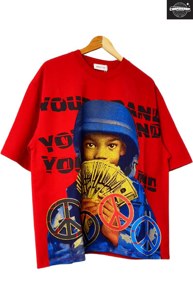 T-shirt rouge 'Peace Money'