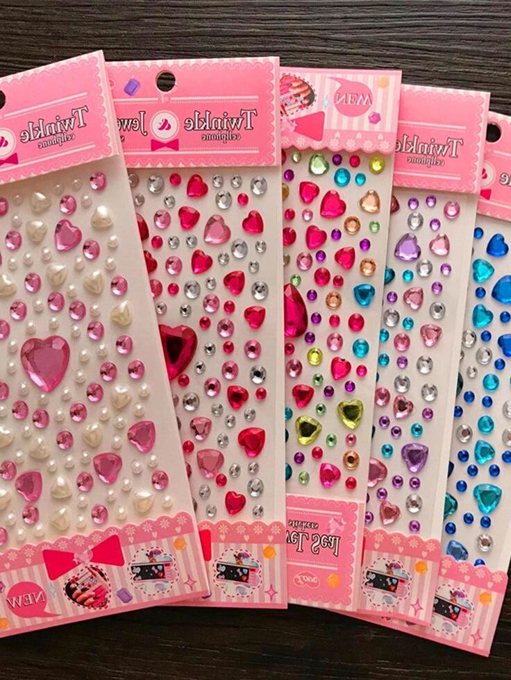 Autocollants Cristaux Coeur Colorés