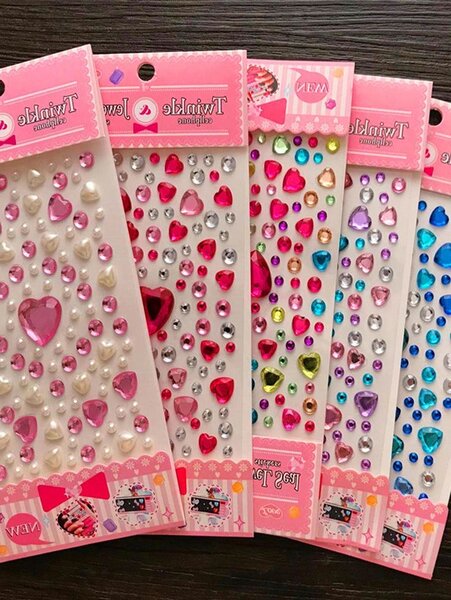 Autocollants Cristaux Coeur Colorés