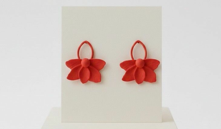 Boucles d'oreilles fleurs rouges