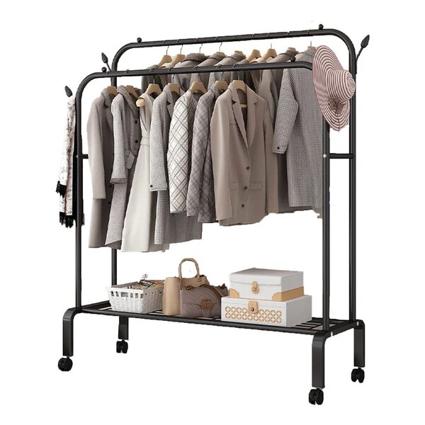 Clothes Ranging Rack, Double Rail - Black
