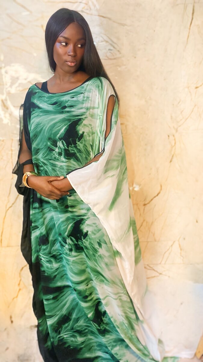 Robe Kaftan Verte Élégante