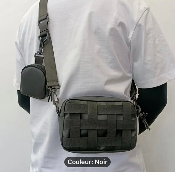 Sac Bandoulière Tressé Noir