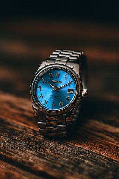 Montre en acier inoxydable bleu