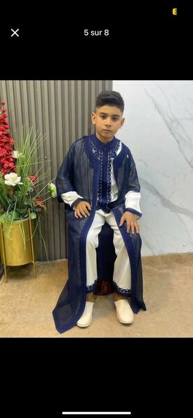 Djellaba enfant bleu élégant