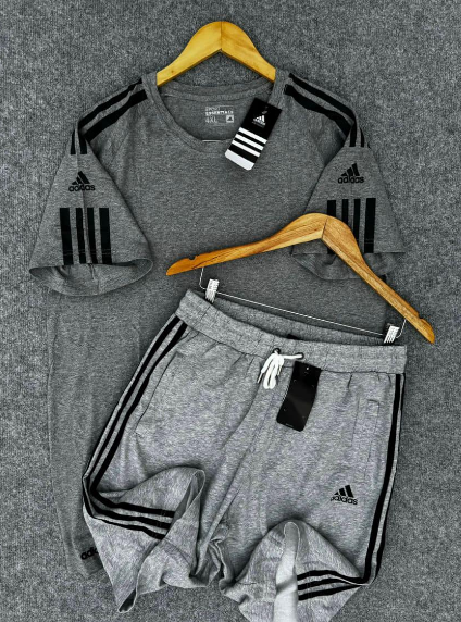 ensemble t-shirt et short Adidas gris-noir