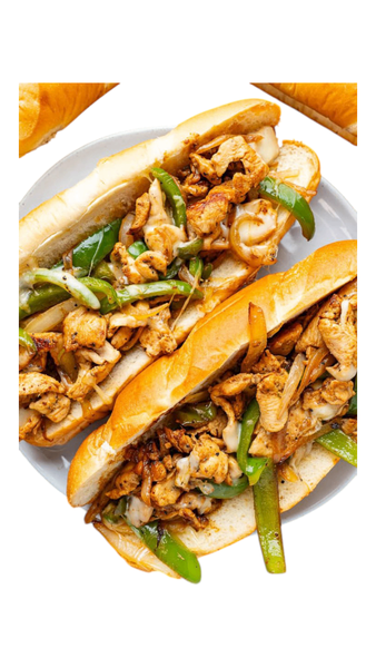 Chicken Philly cheese sandwich