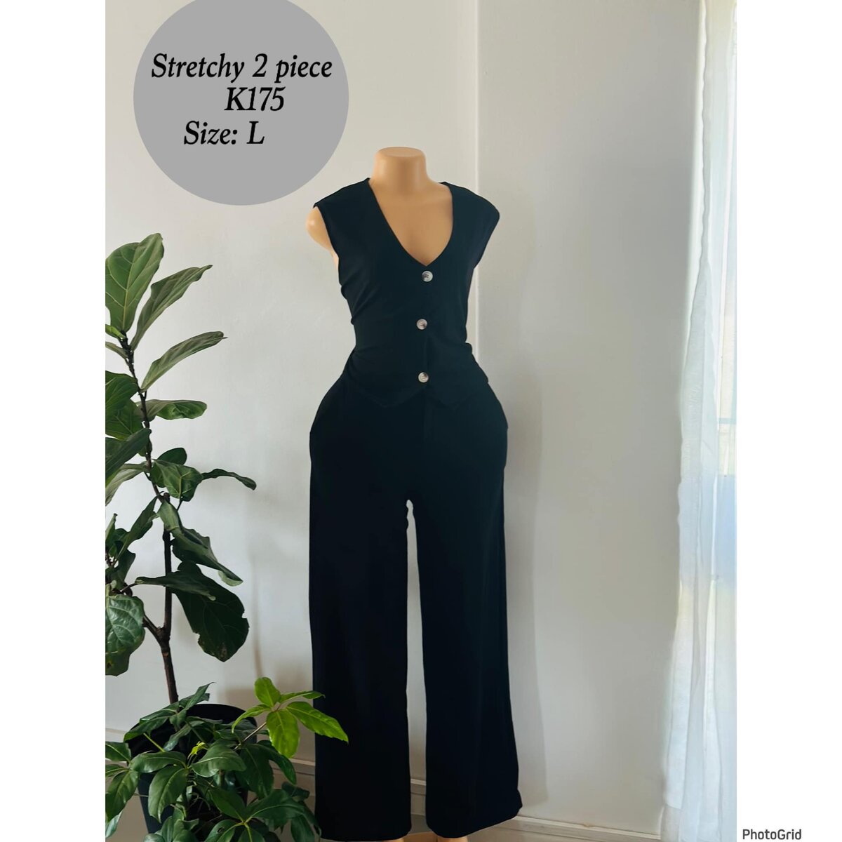 Women's black two piece costume in size L