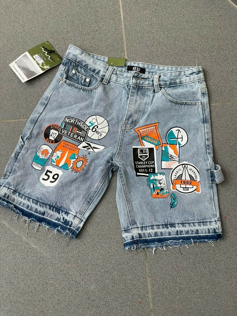 Bermuda en jean imprimée