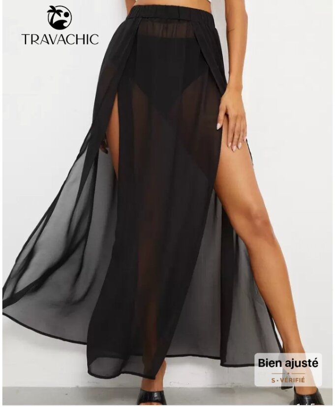 Jupe longue fendue transparente