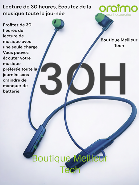 Oraimo*Bluetooth Cou Necklace Lite Bleu - 30H - Vibreur