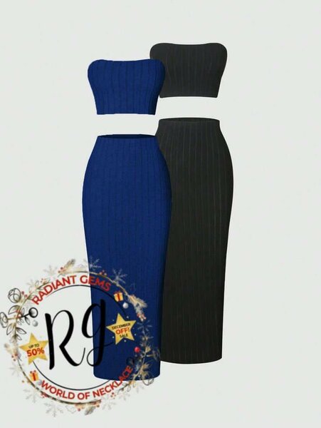 Ensemble bustier et jupe côtelés