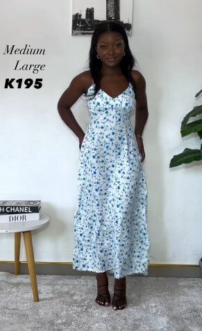 Maxi dress light, blue flower print