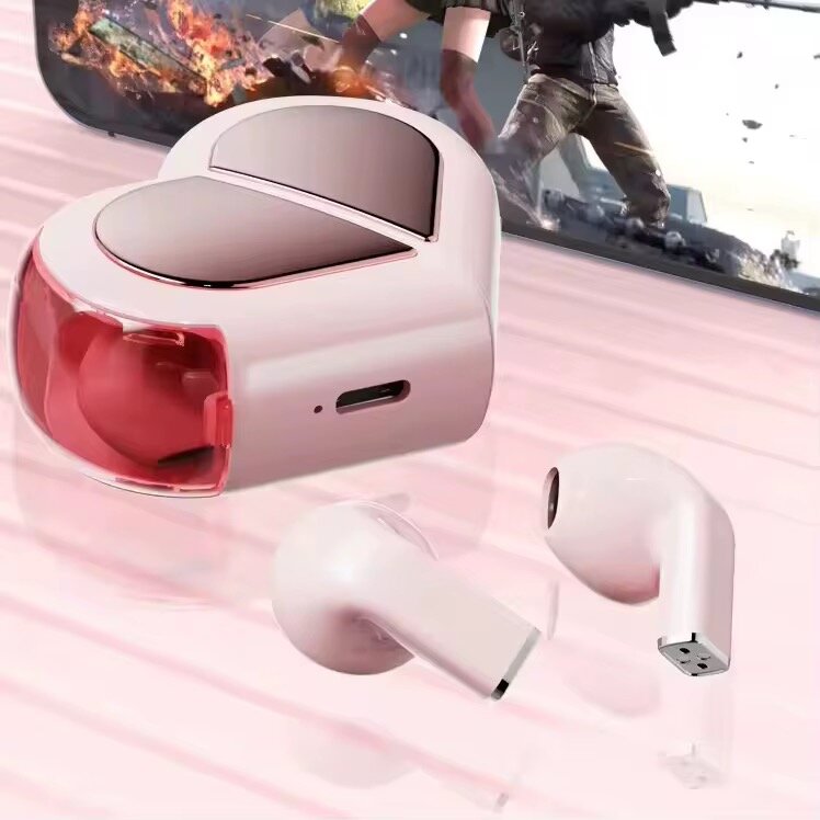 Écouteurs Bluetooth Cœur Rose
