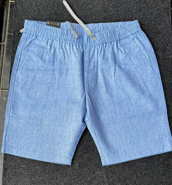 Shorts en lin bleu homme