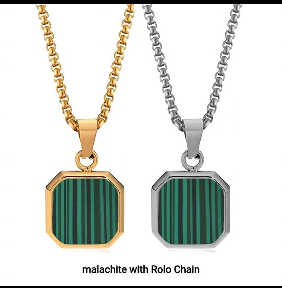 Collier Homme Malachite élégant