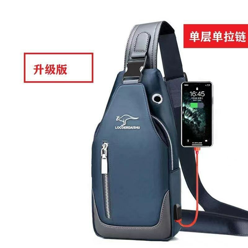 Quality waterproof shoulder travel USB side sling bag