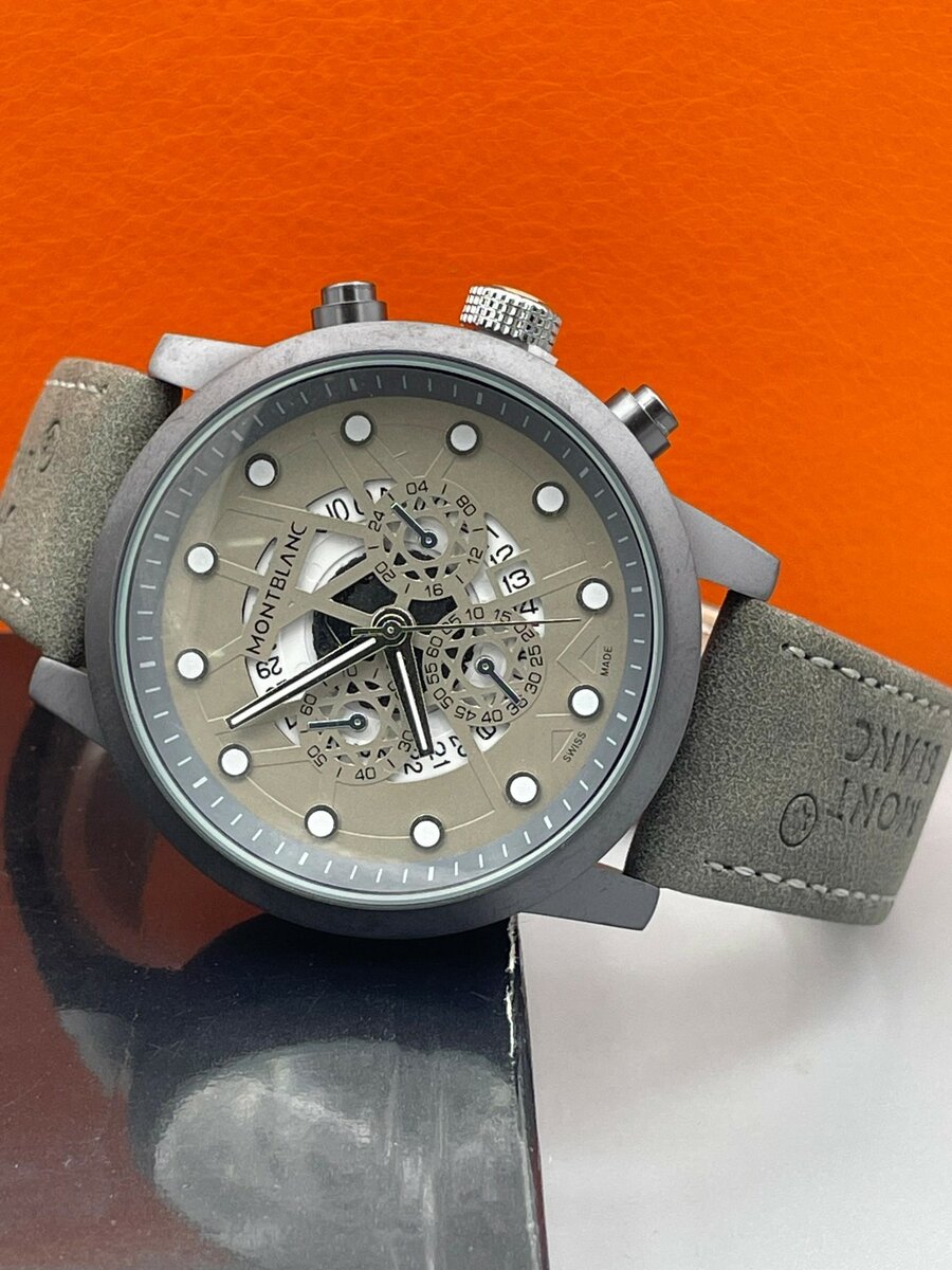 Mint blanc men leather watch