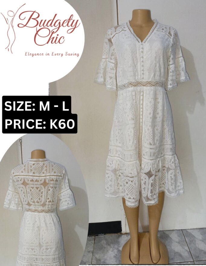 Chic women's dress color white m - l